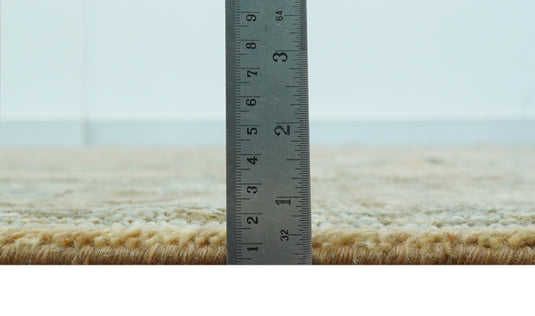 Custom Made Traditional Trible Camel And Gray Hand Knotted Wool Area Rug