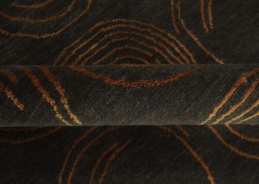 Modern geometrical Hand knotted Charcoal and Brown 5x8 ft Bedroom, Living Room Rug Wool and Art silk Area Rug