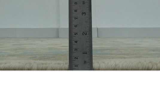 Hand Knotted Oushak Cream, Beige, Ivory, Blue And Gold Wool Rug 6x9 ft Ideal for Living, Bedroom And Dining Rooms | CP234769