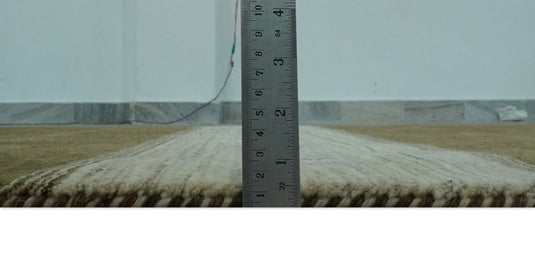 Lori Ivory And Green Handloomed 4.6x6.6 ft Bedroom, Living Room Rug Wool Area Rug