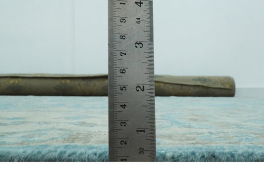 Custom Made Traditional Oushak Teal, Gray And Charcoal Hand Knotted Wool Area Rug