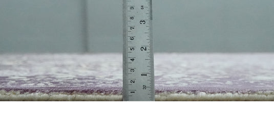 Traditional Floral Purple And Ivory Handloom 5.6x8 ft Bedroom, Living Room Rug Wool And Viscose Area Rug