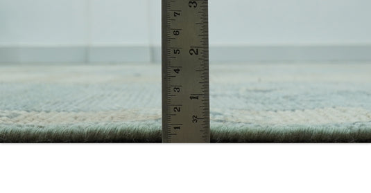 Custom Made Blue and Beige Traditional Turkish Design Hand Knotted Wool Area Rug