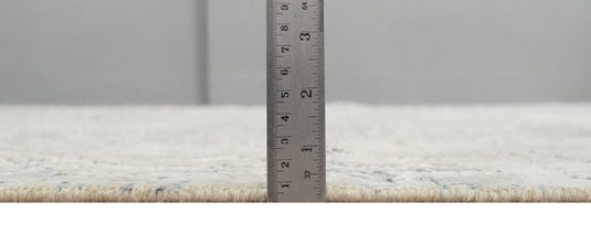 Traditional Floral Silver, Beige And Charcoal Hand Knotted 8x10 ft Bedroom, Living Room Rug Wool And Original Silk Area Rug