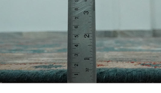 Traditional Oushak Green, Brown and Rust Hand Knotted 8x10 ft wool Area Rug