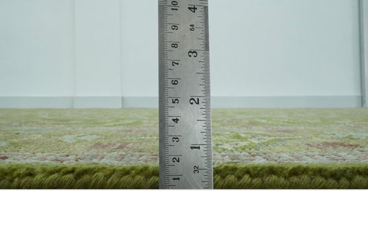 Traditional Floral Green, Brown And Gray Hand Knotted Wool Rug 8x10 ft Ideal for Living, Bedroom And Dining Rooms