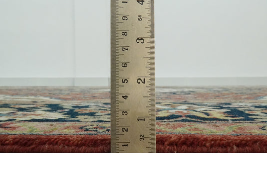 Ivory, Maroon And Black Traditional Serapi Hand Knotted Wool Rug 9x12 ft Ideal for Living, Bedroom And Dining Rooms | CP1829912