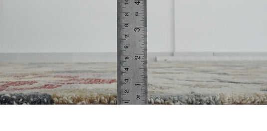 Hand Tufted Floral Ivory, Beige, Gray And Rust Rug 8x10 ft Ideal for Living, Bedroom And Dining Rooms