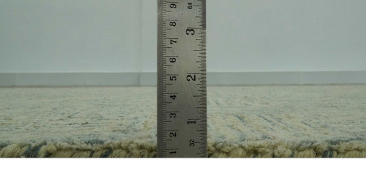 Hand Tufted Interlocking Squares Gray, Ivory And Olive Wool Rug 5x7.6 ft Ideal for Living, Bedroom And Dining Rooms