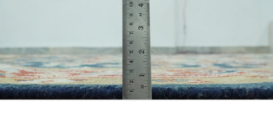 Traditional Pattern Blue, Ivory, Red and Beige Hand Knotted 8x10 ft wool Area Rug