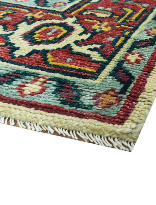 Traditional Heriz Design Rust And Ivory 9x12 Hand Knotted Wool Ideal for Living, Bedroom And Dining Rooms