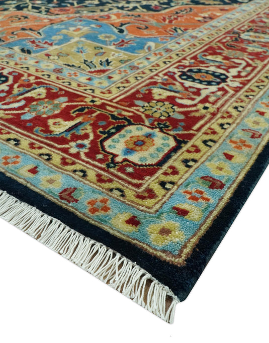 Hand Knotted Traditional Heriz Serapi Olive, Brown And Beige Wool Rug 8x10 ft Ideal for Living, Bedroom And Dining Rooms | CP2440810