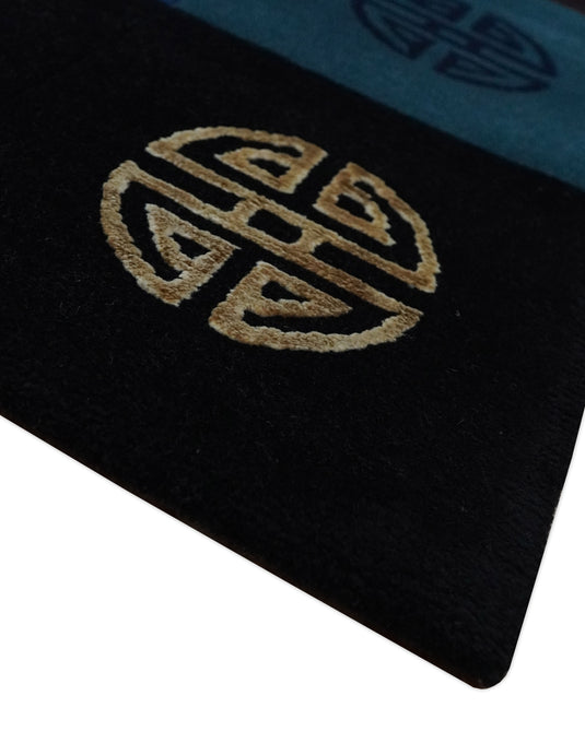 Modern Geometrical Pattern Handloom Multi Color 3x5 ft Bedroom, Living Room Rug Wool and Art Silk Area Rug AAOC2635