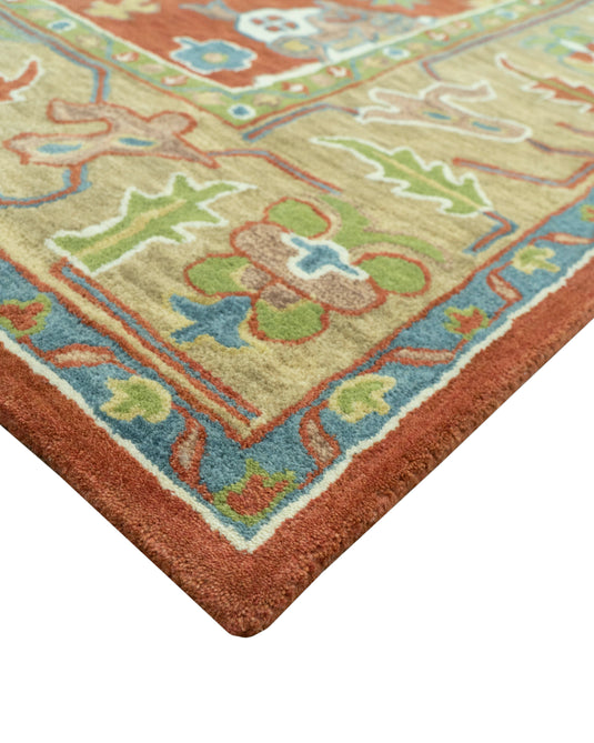 Custom Made Traditional Oushak Rust And Beige Hand Tufted Wool Area Rug