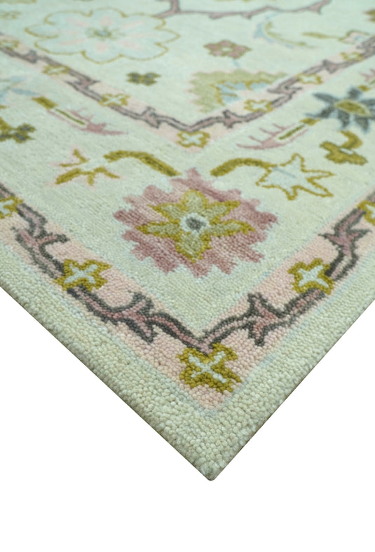 Traditional Floral Oushak Cream, Olive And Peach Hand Tufted 8x10 ft Bedroom, Living Room Rug Wool Area Rug