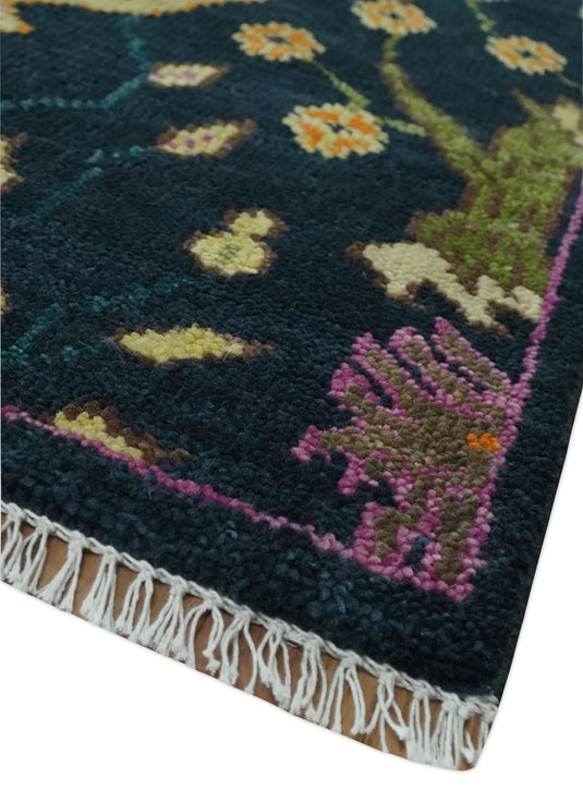 Versatile Green Antique Look Jungle Life Hand-Knotted 8x10 Wool Area Rug Ideal for Living Room, Dinning Room,Kids Room and Bedroom