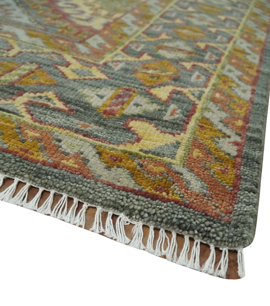 Gold and Gray Hand knotted Oriental 8x10 wool Area Rug Ideal for Bedroom,Living Room and Dining Room