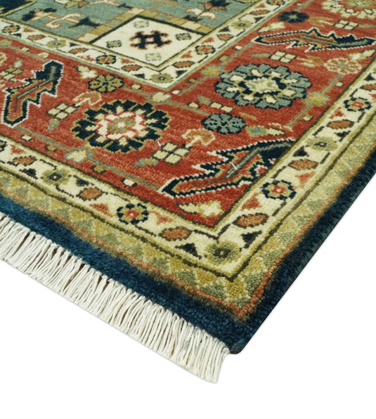 Hand Knotted Black, Rust And Cream Traditional Herati Wool Rug 9X12 ft Ideal for Living, Bedroom And Dining Rooms | CP2446912