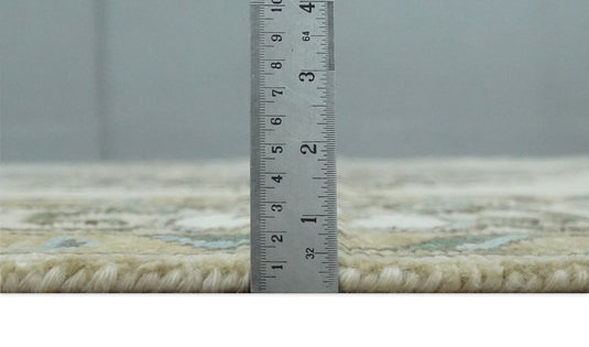 Traditional Persian Oushak Hand Knotted Charcoal, Ivory and Beige 8x10 ft Ideal for Living, Bedroom, and Dining Rooms | CP2034810S