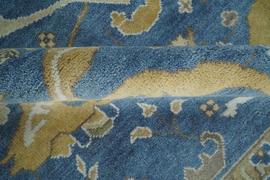 Traditional Oriental Oushak Hand knotted Blue and Beige 8x10 ft Bedroom, Living Room Rug ,wool Area Rug