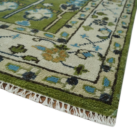 Green and White, Tree of Life Vintage Persian Hand Knotted, Antique Turkish 8x10 Wool Rug, Living Room | CP1617810S
