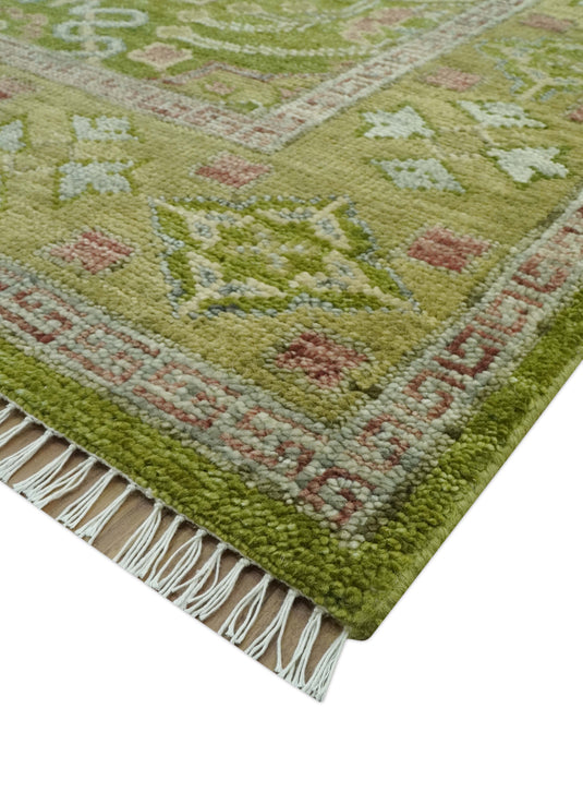 Traditional Floral Green, Brown And Gray Hand Knotted Wool Rug 8x10 ft Ideal for Living, Bedroom And Dining Rooms