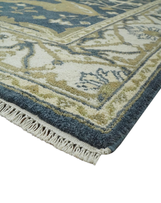 Hand Knotted Charcoal, Beige And Ivory Oriental Oushak Wool Rug 6x9 ft Ideal for Living, Bedroom And Dining Rooms | CP237269