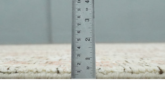 Modern Abstract Peach, Ivory, Gold and Beige Handloom 5x8 ft Bedroom, Living Room Rug Wool And Viscose Area Rug