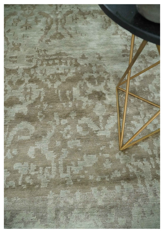 Modern Hand knotted Olive and Silver 6x9 ft Bedroom, Living Room Rug , Bamboo Silk Area Rug AAOC169