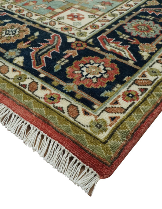 Hand Knotted Traditional Rust, Ivory And Black Wool Rug 9x12 ft Ideal for Living, Bedroom And Dining Rooms | CP1063912