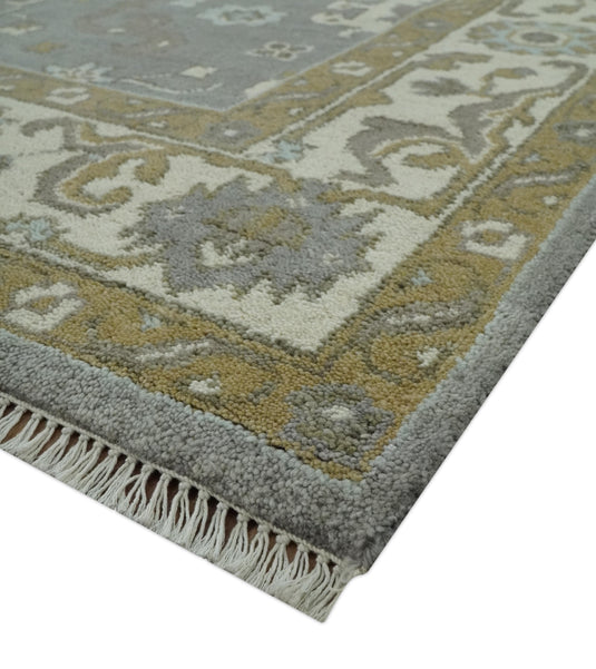Hand Knotted Gray, Beige And Tan Traditional Rug 6x9 ft Ideal for Living, Bedroom And Dining Rooms | CP33172