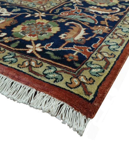 Hand Knotted Herati Rust, Green, Yellow, Blue And Black Wool Rug 8x10 ft Ideal for Living, Bedroom And Dining Rooms | CP2434810