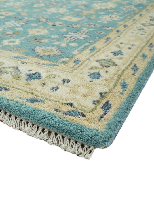 Hand Knotted Herati Pattern Rug Teal, Beige and Blue 6x9 ft Wool Rug Ideal for Living, Bedroom And Dining Rooms | CP237369