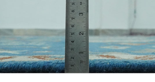 Tree Of Life Traditional Blue, Ivory, Gray and Rust Hand Knotted 8x10 ft wool Area Rug