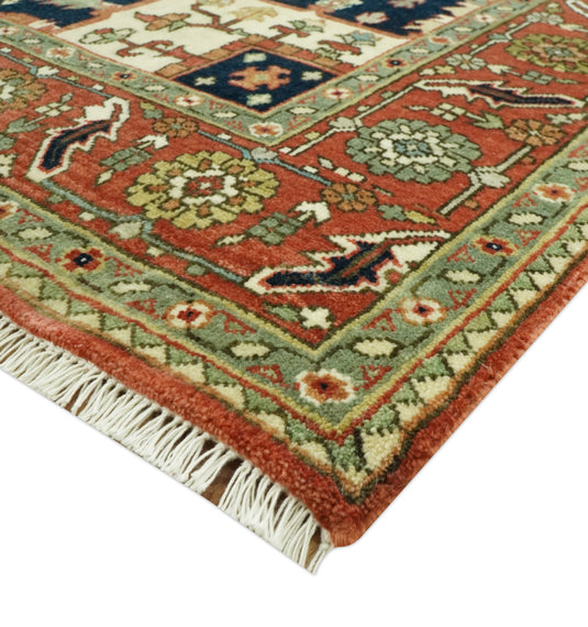 Hand Knotted Traditional Rust, Black And Ivory Wool Rug 8x10 ft Ideal for Living, Bedroom And Dining Rooms | CP2437810