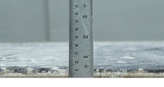 Charcoal, Ivory And Silver Handloom 5.6x8 ft Bedroom, Living Room Rug Wool And Viscose Area Rug