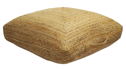 Natural Brown Jute Hand Braided Boho Pouf Ottoman Footstool, Seat, Foot Rest Living Room, Bedroom- (FC)
