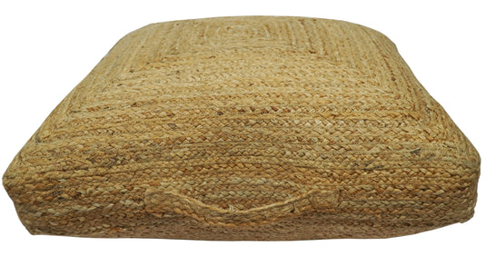 Natural Brown Jute Hand Braided Boho Pouf Ottoman Footstool, Seat, Foot Rest Living Room, Bedroom- (FC)