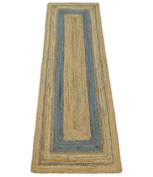 Available in USA Hand-Woven Brown and Blue 100% Natural Bedroom, Living Room Rug, kids Room Natural Jute Area Rug -AAJR2- (FC)