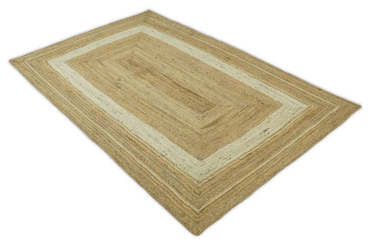 Available in USA Hand-Woven Brown and White 100% Natural Bedroom, Living Room Rug, kids Room Natural Jute Area Rug -AAJR3- (FC)