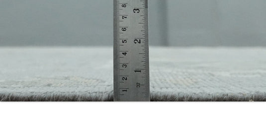 Turkish Antique Silver, Brown And Beige Hand Knotted 8x11 ft Bedroom, Living Room Rug Wool Area Rug