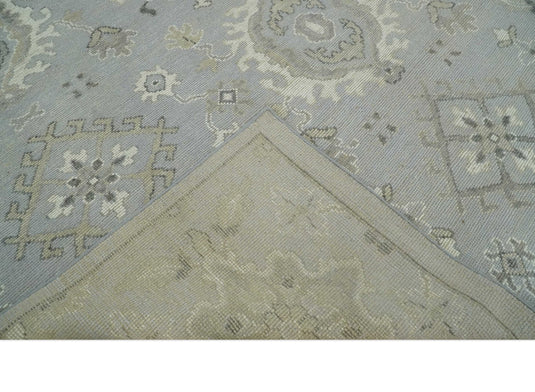 Turkish Antique Silver, Brown And Beige Hand Knotted 8x11 ft Bedroom, Living Room Rug Wool Area Rug
