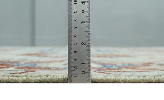 Antique Heriz Serapi Blue, Rust And Ivory Hand Knotted 8x10 ft Bedroom, Living Room Rug Wool Area Rug