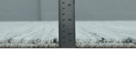 Ivory, Charcoal, Silver Modern Handloom 8x10 ft Bedroom, Living Room Rug Wool Area Rug