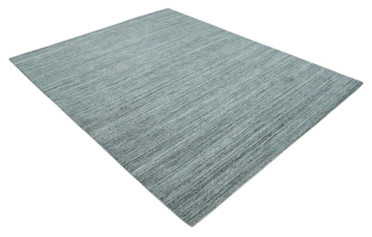 Modern Solid Silver And Gray Handloom 8x10 ft Bedroom, Living Room Rug Wool Area Rug