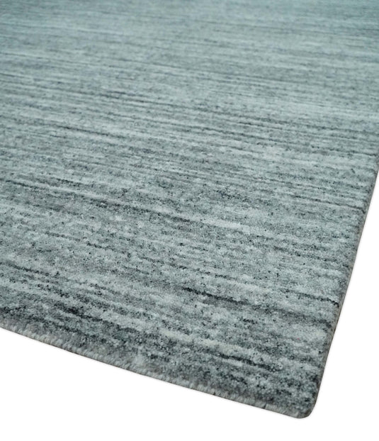 Modern Solid Silver And Gray Handloom 8x10 ft Bedroom, Living Room Rug Wool Area Rug