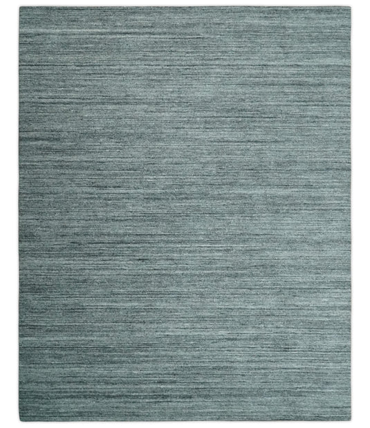 Modern Solid Silver And Gray Handloom 8x10 ft Bedroom, Living Room Rug Wool Area Rug