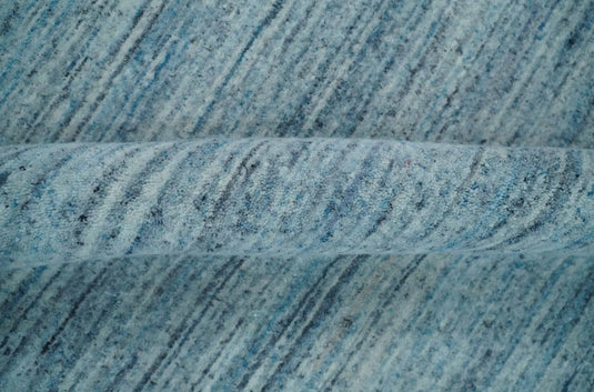 Modern Solid Blue, Gray And Silver Handloom 8x10 ft Bedroom, Living Room Rug Wool Area Rug