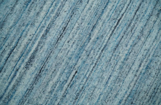 Modern Solid Blue, Gray And Silver Handloom 8x10 ft Bedroom, Living Room Rug Wool Area Rug