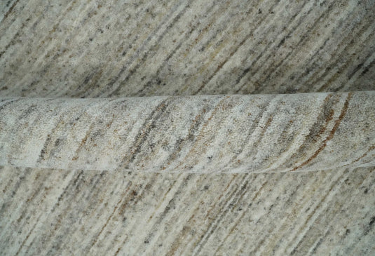 Modern Solid Ivory, Gray And Brown Handloom 8x10 ft Bedroom, Living Room Rug Wool Area Rug